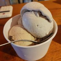 chai latte and coconut ice cream at WAIRA Ice Cream & Speciality Coffee in Minca
