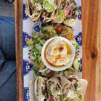 big falafel wrap plate with hummus at Marhaba in Minca