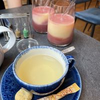 Herbs & ginger tea and kiba juice - KGB Cafe, Schwerin, Germany  at KGB Cafe & Bistro in Schwerin