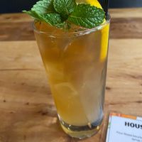 Nightrain cocktail (Four Roses bourbon, Giffard peach, house Verhey's peaches syrup, lemon, black walnut bitters, tea) at Julep Kitchen & Bar in Ellensburg