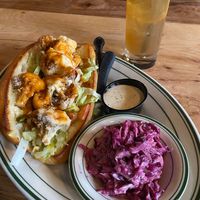 Nashville Hot Vegan Po' Boy!  With vegan coleslaw and a vegan special sauce that was amazing! at Julep Kitchen & Bar in Ellensburg