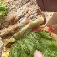 real cheese on vegan tofu sandwich😒 at Sandwich Lady in Koh Tao