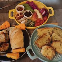 Mini cheeseboard and garlic bread at Beyond The Root in Khao Lak