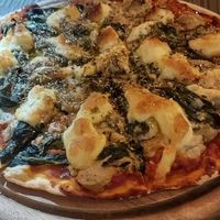 Garlic mushroom and spinach pizza at Beyond The Root in Khao Lak