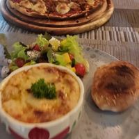 Lasagne and meat feast pizza at Beyond The Root in Khao Lak