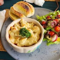 Lasagna, salad and garlic bread. Yum at Beyond The Root in Khao Lak