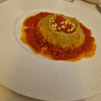 Chickpea cream with sauté tomatoes and pine nuts at Sapori di Casa in Aosta