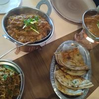 Soy masala, aubergine city, veg biryani, and whole grain bread at Indian Palace in Mainz