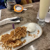 Biscoff croffles and a milkshake   at Heavenly Desserts in Newcastle Upon Tyne