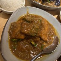 shan tofu red curryy  at Burma Place in San Diego