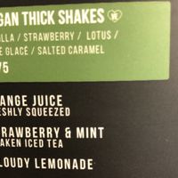 Vegan milkshake menu   at Crêpeaffaire in Newcastle Upon Tyne