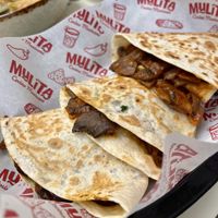 Mushroom quesadillas with vegan cheesee  at Mulita Cocina Mexicana in Malaga