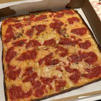 Vegan small grandma pie - so good  at Umberto's in Lake Grove