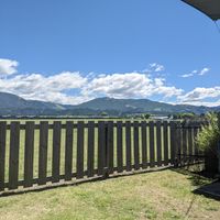 Gorgeous views to watch the sky divers land at Hangar Round Cafe in Motueka