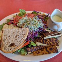 Garden salad with marinated tofu and tofu dill dressing. YUM. at Old Town Cafe in Bellingham