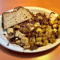 Garden tofu with sourdough toast and homefries  at Old Town Cafe in Bellingham
