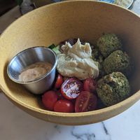 Falafel bowl at Good Vibes Juice & Smoothie in Lake Placid