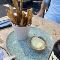 Green bean tempura  at Lumi Rooftop Restaurant & Bar in Lisbon