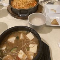 Kimchi jjigae with ramyeon, doenjang jjigae  at Gin Mi in Milan