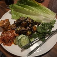 Lettuce wraps with tofu, kimchi, and Brussels sprouts 🥰🥰  at Planta in Bethesda