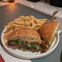Burger and truffle fries at Planta in Bethesda
