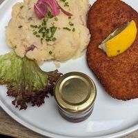 Schnitzel at Tisch in Vienna