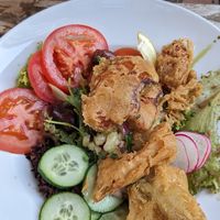 Backhendl-salat with chicken of the woods-mushroom!!! at Tisch in Vienna