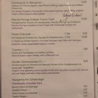 Dessert menu at Tisch in Vienna