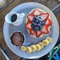 Vegan Pancakes and Dairy Free Ice-cream :) at Breathe Easy Cafe in Rothwell