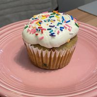 Funfetti cupcake, excellent flavor, moist and the frosting was perfect   at Sugar Babe Bakery in Pullman