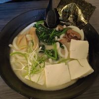 Vegan ramen with udon noodles at Toppu in San Francisco