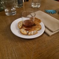 Cookies W/ dessert wine at ORA in Florence