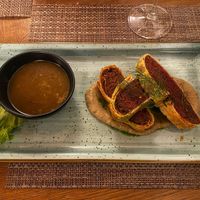 main course: beetrot-topinambur wellington at ORA in Florence