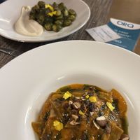 Pastas with basil and red pepper pestos    at ORA in Florence