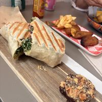 Chickpea wrap and sweet plantains, oh! And brownie!  at Earthy Picks in Orlando