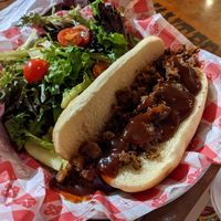 The Westerner and the San Pedro Tacos both with vegan "outrageous protein" at Big Nose Kate's Saloon in Tombstone