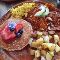 Del cielo vegan pancakes at Del Cielo Tamales in Tucson
