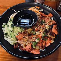 Noodle salad dish with BBQ “Tork"  at XinhXinh Bistro in Portland