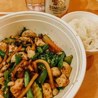 E-6. 5 R-CHA BASIL (with added mushrooms and steamed tofu)  at 5 R Cha Thai Bistro in Mesa