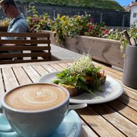 Coffee and hummus toast  at Värav Coffee and Toast in Tallinn