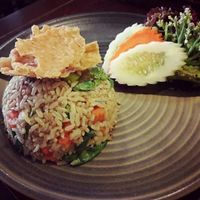 fried rice with vegan ";fish";  at Anotai in Bangkok