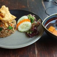 Brown rice with eggplant at Anotai in Bangkok