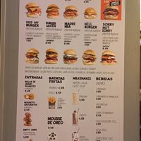 Menu at Mother Burger - Colombo in Lisbon