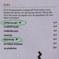 Menu May 2023 - Vegan Sweets options - Apple Pie & Brownie at Spaak in Groningen