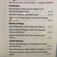 Vegan options on the menu  at Two the Square in Conwy