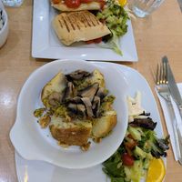 Applewood smoked panini and falafel jacket potato at Two the Square in Conwy
