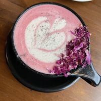 Rose quartz tea latte with soy milk  at Morning Ritual in Grand Rapids