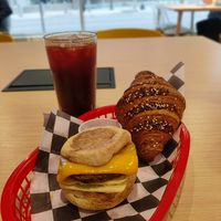 Vegan Breakfast Sandwich, Vegan Everything Croissant, Cherry Espresso Soda at Morning Ritual in Grand Rapids