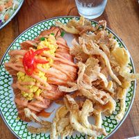 Breakfast croissant with Tofu scramble, spinach and mushrooms at Warung Dua Hati in Canggu