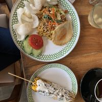 Mie Goreng (this was hot and fresh) and grilled corn cob.   at Warung Dua Hati in Canggu